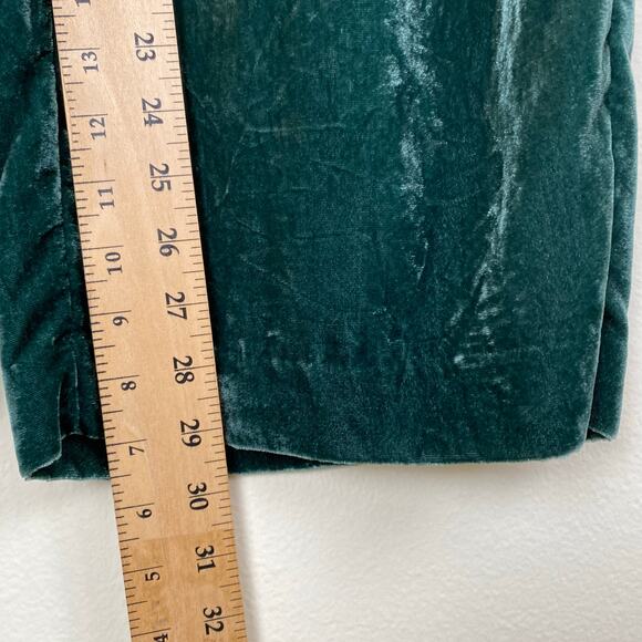 Madewell Velvet Wide Leg Pants Size 4 Smoky Spruce Green Crop Pleated *repaired - Picture 13 of 13